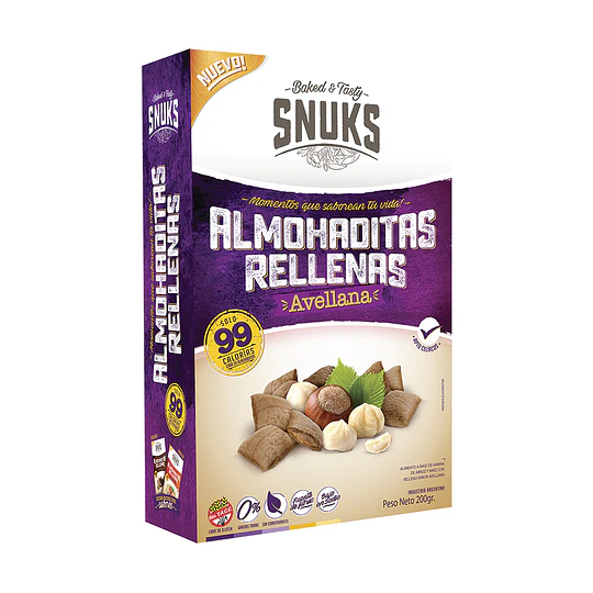 Caja Almohaditas Rellenas Avellana Snuks Sin Gluten 200 Gramos
