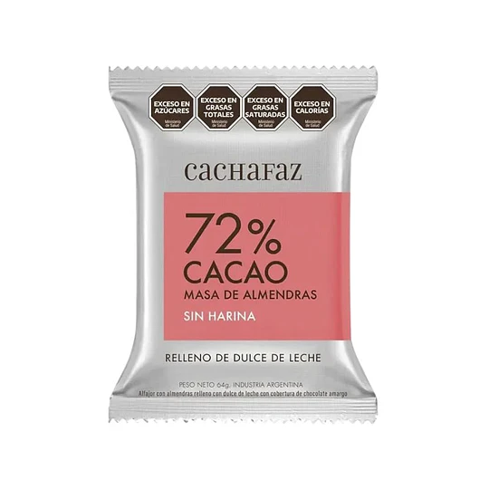 Alfajor Cachafaz 72% Cacao con Almendra Masa Sin Harina