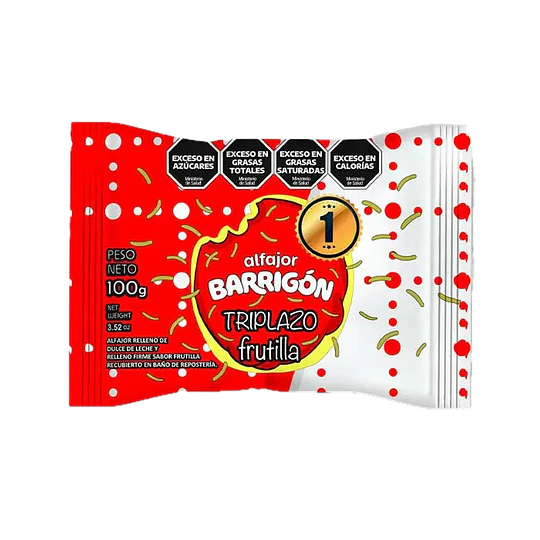 Nuevo Alfajor Barrigón Triplazo Frutilla Dulce De Leche 100 Gramos