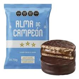 Alfajor Alma De Campeón Chocolate Negro Dulce De Leche 70 Gramos