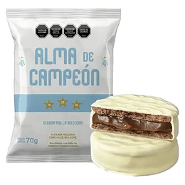 Alfajor Alma De Campeón Chocolate Blanco Dulce De Leche 70 Gramos