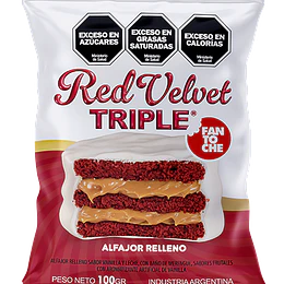 Nuevo Alfajor Red Velvet Triple Fantoche 100 Gramos
