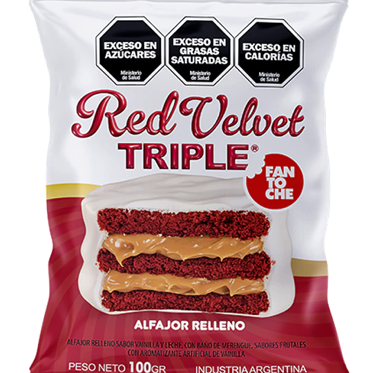 Nuevo Alfajor Red Velvet Triple Fantoche 100 Gramos