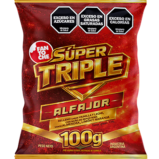 Nuevo Alfajor Súper Triple Fantoche 100 Gramos