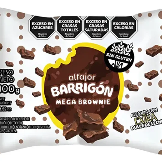 Nuevo Alfajor Barrigón Mega Brownie Sin Gluten 100 Gramos
