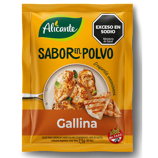 Caja 12 Sobre Condimento Polvo Sabor Gallina Alicante Sin Gluten