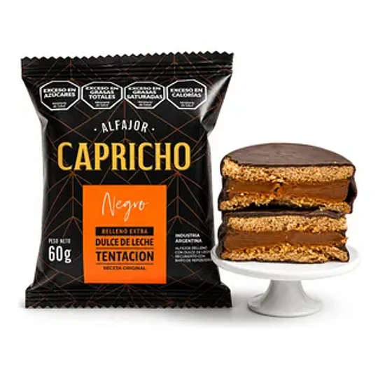 Alfajor Capricho Negro Con Dulce De Leche 60 Gramos