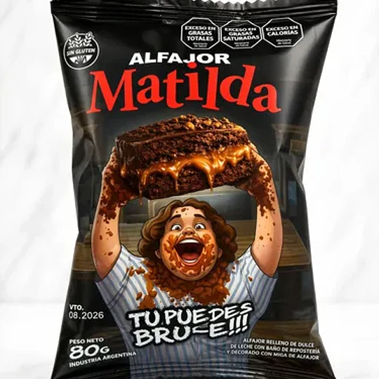 Alfajor Matilda Chocolate Con Dulce De Leche Sin Gluten 80 Gramos