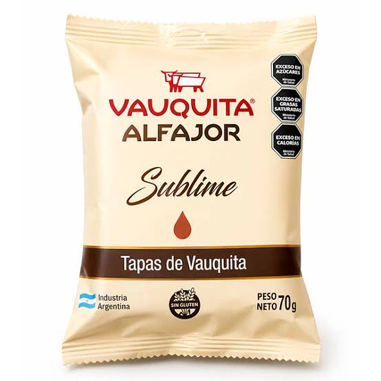 Alfajor Vauquita Sublime 70 Gramos Sin Gluten