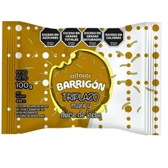 Alfajor Barrigon Triplazo Maní Dulce Leche 100 Gramos