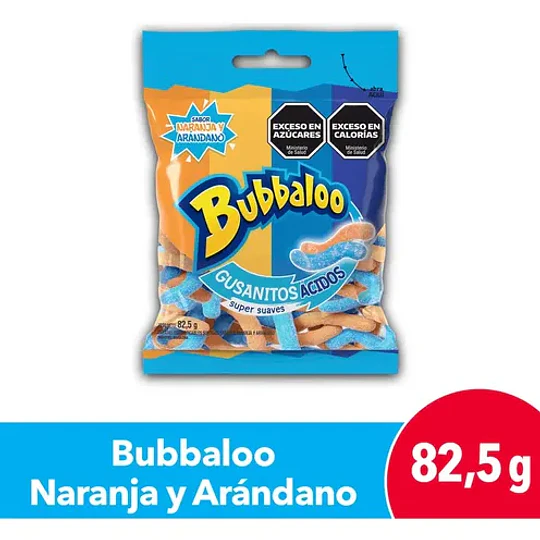 Gomitas Gusanitos Acidos Bubbaloo Naranja Arandano Sin Gluten