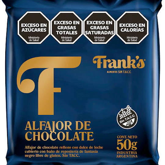Alfajor Franks de Chocolate Negro Sin Gluten 70 Gramos