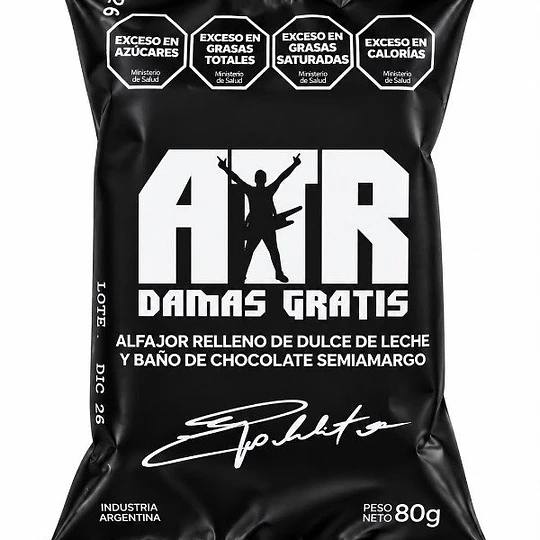 Nuevo Alfajor ATR Damas Gratis Negro 80 Gramos
