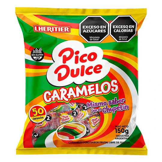 Caramelos Pico Dulce Mismo Sabor Chupetin Sin Gluten 150 Gramos