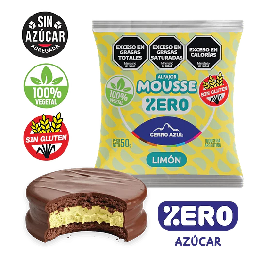 Alfajor Mousse de Limón Zero Sin Gluten Vegano 50 Gramos