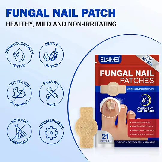 Set de 21 Parches de hidrogel para el tratamiento nocturno de hongos en las uñas 