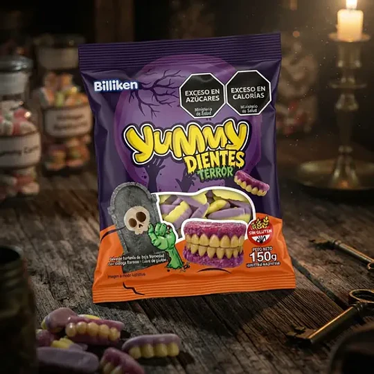 Gomitas Yummy Dientes Terror Halloween Sin Gluten 150 Gramos