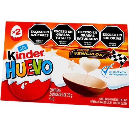 Caja 2 Huevo Kinder Edición Vehículos Sin Gluten