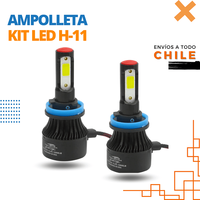 Ampolleta Kit LED H-11, Modelo P4, Pro-Ledusa, 120 Watt, 12.000 Lm, 12/24V, Set X 2.