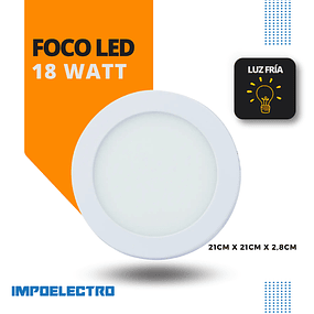 Foco LED Panel Sobrepuesto, 18 Watt Luz Fria, En Caja.