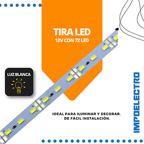 Tira Led 12V 1 MT Blanco Aluminio