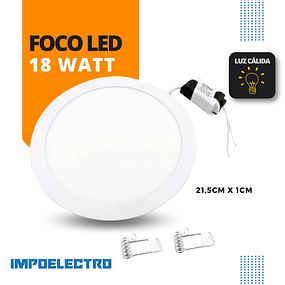 Foco LED Panel De 18 Watt, Luz Calida, Para Cielo Falso