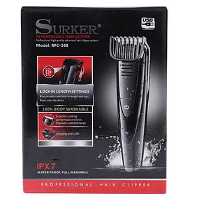 Surker-cortadora de pelo eléctrica RFC59801, inalámbrica, impermeable, recargable, para Barba, peine ajustable de 1-16mm