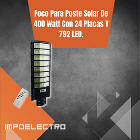 Foco Para Poste Solar LED 320Watt, 320 LED, 8 Placas, Control Remoto. PVC.
