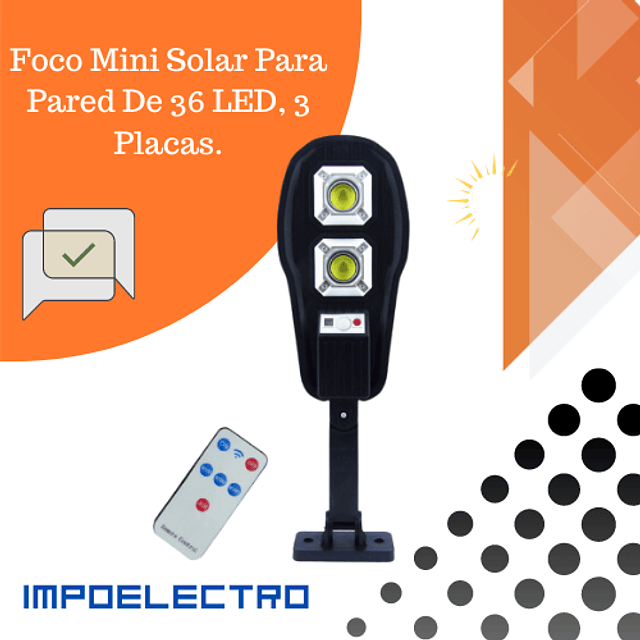 Foco Mini Solar Para Pared Con COB De 60W Y Brazo Ajustable.