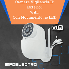 Camara Vigilancia IP Exterior, Wifi, Con Movimiento, 10 LED. En Caja.