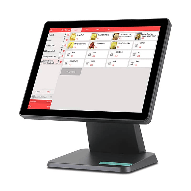 Punto de venta POS integral touch Screen 15´ con Gaveta de dinero, impresora Térmica de 58 mm, teclado, lector de código.