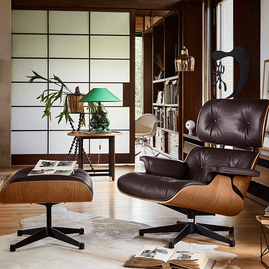 Sillón Eames + Ottoman Cuero Italiano