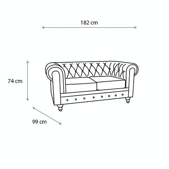 Sofá de Cuero 2 cuerpos Chesterfield