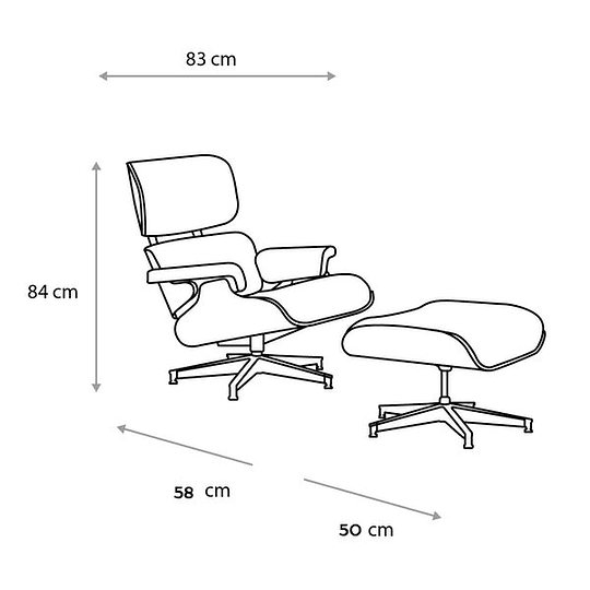 Sillón Eames + Ottoman Cuero Italiano