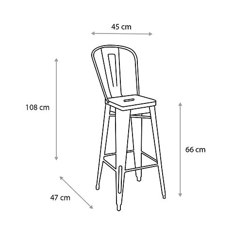 Piso Tolix Respaldo Alto 66cm