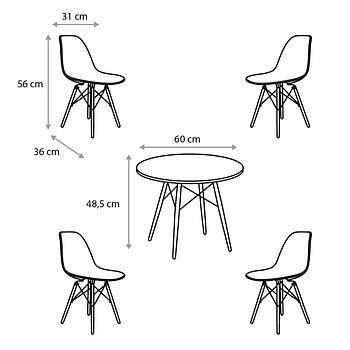 Conjunto Mesa y 4 Sillas Eames de Niño 