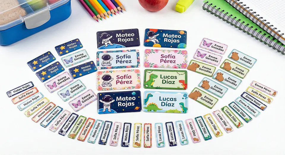 90 Etiquetas Escolares Vinilo - Laminado Resistente Al Agua 5