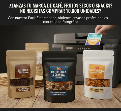 Pack Emprendedor: 100 Doypacks Personalizados (Etiqueta Premium)