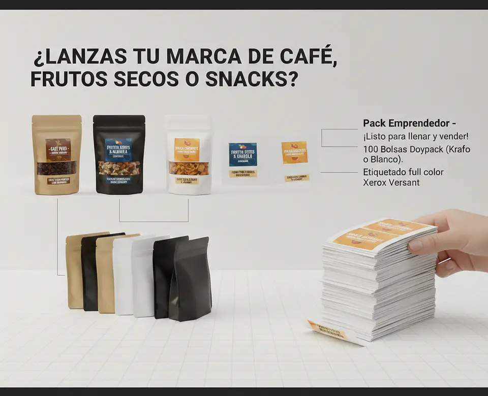 Pack Emprendedor: 100 Doypacks Personalizados (Etiqueta Premium) 3