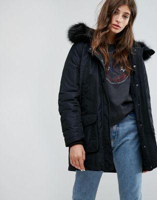 Converse Parka With Faux Fur Hood
