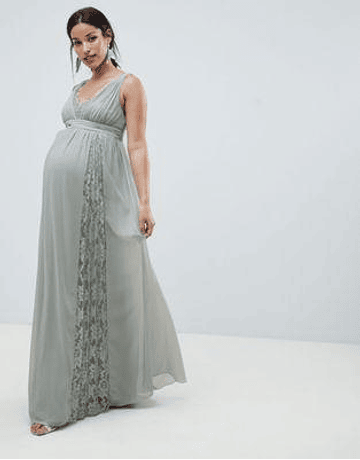 Little Mistress Maternity maxi dress with lace inserts