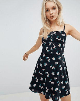 Hollister Woven Black Floral Dress