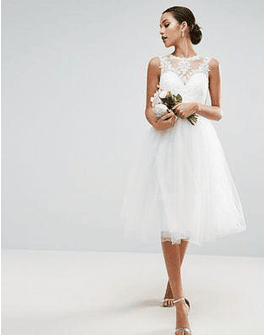 EDITION sweetheart mesh midi wedding dress