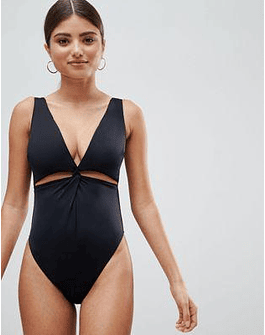 DESIGN Fuller Bust V Plunge Twist Front Swimsuit