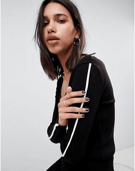 DESIGN two-piece sweater in rib knit with tipping