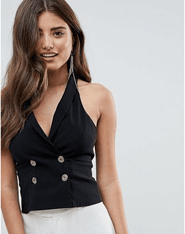 DESIGN Structured Double Breasted Open Back Top