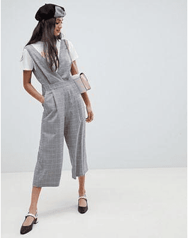 Miss Selfridge jumpsuit in grey check