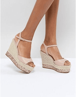 Faith Liddy Pink Glitter Espadrille Wedges