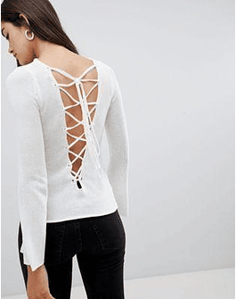 Glamorous lace up back sweater