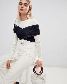 Weekday Limited Collection Denim Wrap Crop